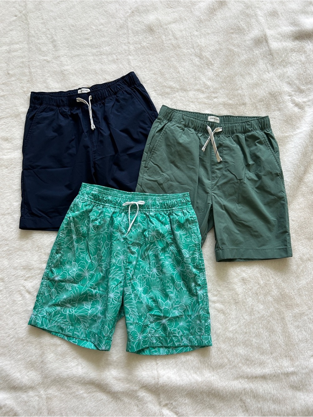 Crewcuts Boys 3 Pairs of Shorts — Navy, Olive Green & Teal